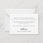 Het baby shower van de begroting moderne manuscrip notitiekaartje (Achterkant)