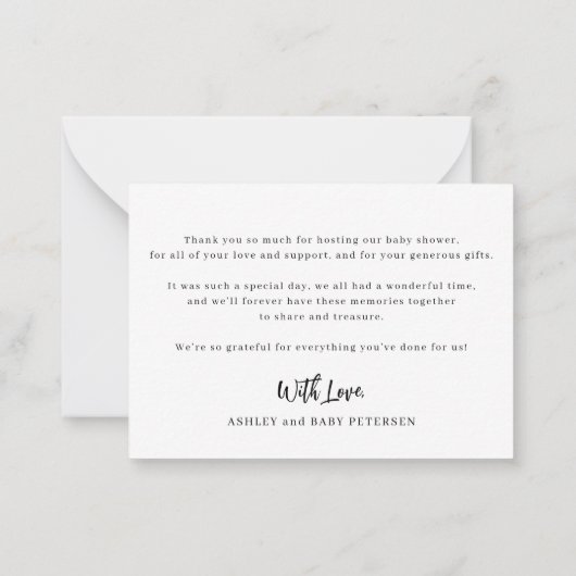 Het baby shower van de begroting moderne manuscrip notitiekaartje (Achterkant)