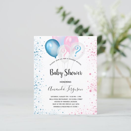 Het baby shower van de begroting onthult de glitte (Staand voorkant)