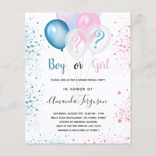 Het baby shower van de begroting onthult de glitte (Voorkant)