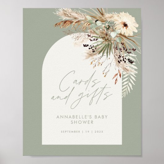 Het baby shower van de begroting pampas kaarten gi poster (Voorkant)