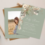 Het baby shower van de begroting pampas moderne gr flyer<br><div class="desc">Budget baby shower pampas gras en eucalyptus modern boho elegant stijlvolle fotoparty nodigt design uit. In een hedendaagse terracotta,  groene,  natuurlijke,  crème- en zwarte kleurweg.</div>