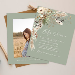 Het baby shower van de begroting pampas moderne gr flyer