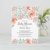 Het Baby shower van de Bloemen van de Perzikbodem Kaart (Staand voorkant)