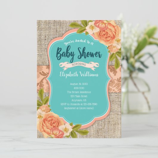 Het Baby shower van de Bloemen van de Waterverf va Kaart (Staand voorkant)