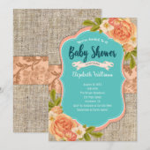 Het Baby shower van de Bloemen van de Waterverf va Kaart (Voorkant / Achterkant)