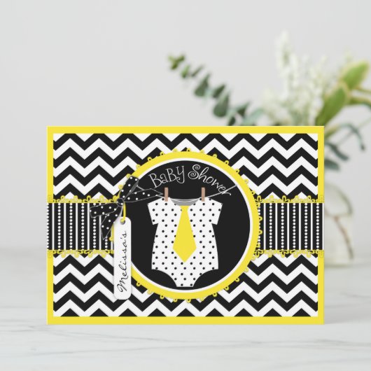 Het Baby shower van de Druk van de Chevron van het Kaart (Staand voorkant)