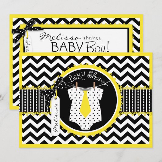 Het Baby shower van de Druk van de Chevron van het Kaart (Voorkant / Achterkant)