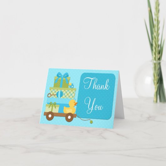 Het Baby shower van de Eend van de jongen dankt u Bedankkaart (Voorkant)