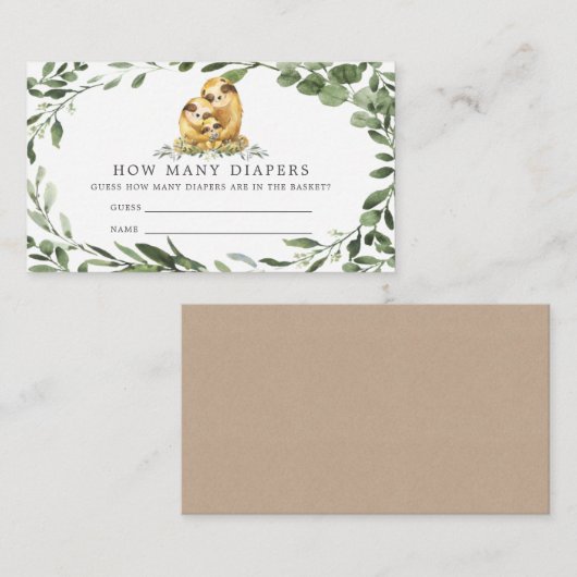 Het Baby shower van de familie Sloth raadt hoeveel Informatiekaartje (Voorkant / Achterkant)