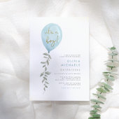 Het Baby shower van de groene ballon van een jonge Kaart