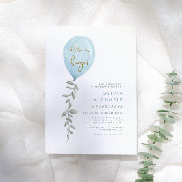 Het Baby shower van de groene ballon van een jonge Kaart