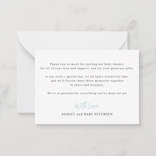 Het baby shower van de het manuscriptfotojongen va notitiekaartje (Achterkant)