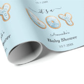 Het Baby shower van de Jongen Blauwe Koekjes Cadeaupapier (Rol Hoek)