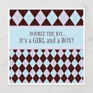 Het Baby shower van de Joy Argyle Boy Girl Twins Kaart