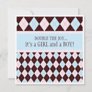 Het Baby shower van de Joy Argyle Boy Girl Twins Kaart