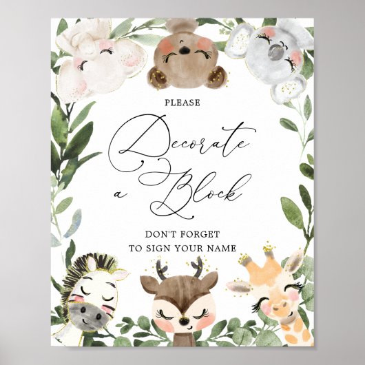 Het Baby shower van de levende dieren decorbeert e Poster (Voorkant)