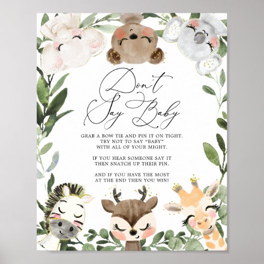 Het Baby shower van de levende Dieren zegt niet Ba Poster (Voorkant)