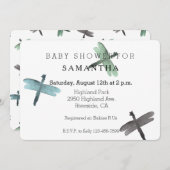 Het baby shower van de Libellen van de waterverf Kaart (Voorkant / Achterkant)