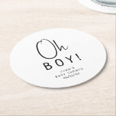 Het Baby shower van de moderne neutrale Oh Boy! Ronde Kartonnen Onderzetter (Gebogen)