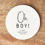 Het Baby shower van de moderne neutrale Oh Boy! Ronde Kartonnen Onderzetter<br><div class="desc">Vier je kleintje met ons eenvoudige, moderne, neutrale baby shower oh boy rond papier onderzetter, met een minimalistisch zwart-wit ontwerp dat modern en is. Met zijn strakke, boho-geïnspireerde esthetiek is de hedendaagse, genderneutrale sfeer ideaal voor het verwelkomen van een babyjongen of meisje in elk seizoen - of het nu herfst,...</div>
