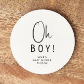 Het Baby shower van de moderne neutrale Oh Boy! Ronde Kartonnen Onderzetter