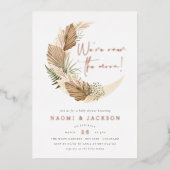 Het Baby shower van de Moon Pampas-paren Folie Uitnodiging (Voorkant)