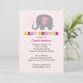 Het Baby shower van de olifant - Roze Kaart (Staand voorkant)