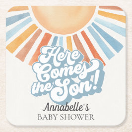 Het Baby shower van de Son Sunshine Boy Kartonnen Onderzetters