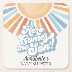 Het Baby shower van de Son Sunshine Boy Kartonnen Onderzetters
