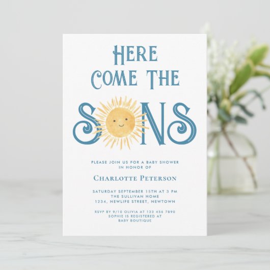 Het Baby shower van de Sons Twin Boy Kaart (Staand voorkant)