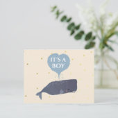 Het Baby shower van de walvis is een jongen Aankondigingskaart (Staand voorkant)