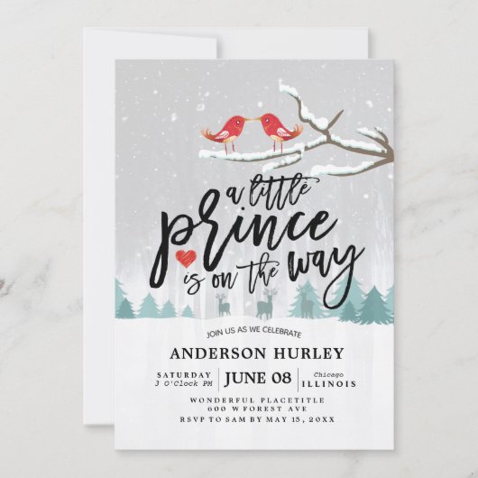 Het Baby shower van de winter is een kleine prins  Kaart (Voorkant)