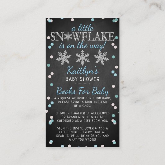 Het Baby shower van de winter met kleine sneeuwvlo Informatiekaartje (Voorkant)