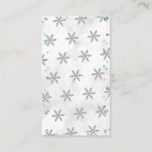 Het Baby shower van de winter met kleine sneeuwvlo Informatiekaartje (Achterkant)