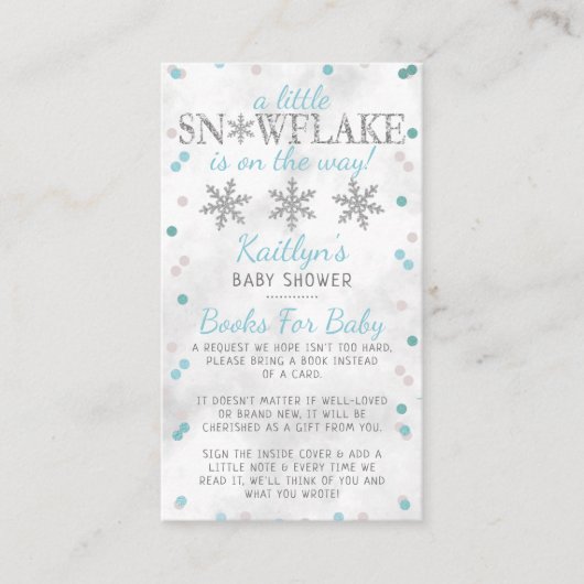 Het Baby shower van de winter met kleine sneeuwvlo Informatiekaartje (Voorkant)