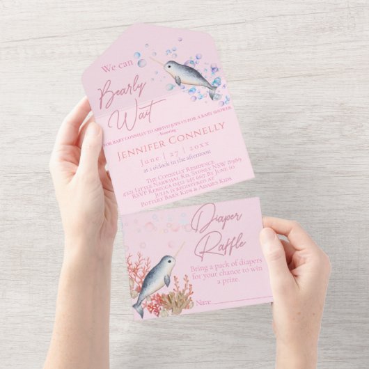 Het Baby shower van de zeepbellen in het zeegebied All In One Uitnodiging (Afscheurbaar)