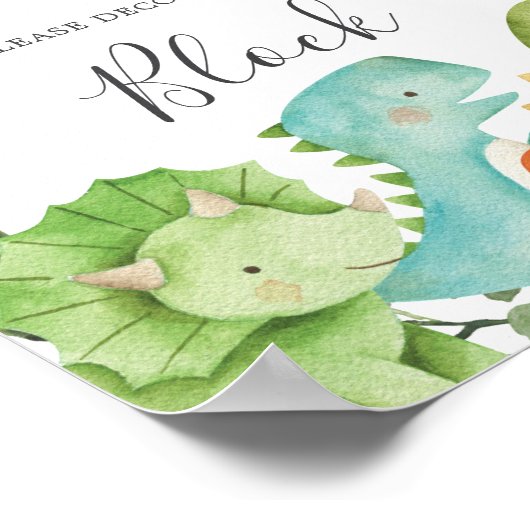 Het Baby shower van Dinosauriërs decorbeert een bl Poster (Hoek)