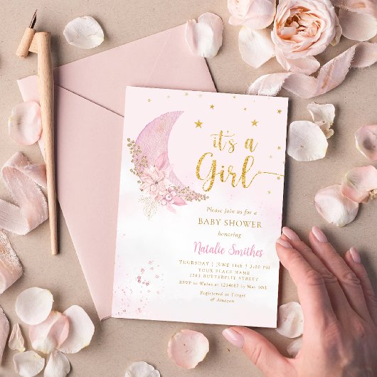 Het Baby shower van een Girl Boho Blush Pink Water Kaart
