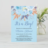 Het Baby shower van een jongen Blue Botanical Flor Kaart (Staand voorkant)