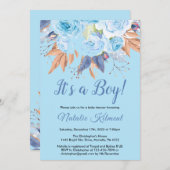 Het Baby shower van een jongen Blue Botanical Flor Kaart (Voorkant / Achterkant)