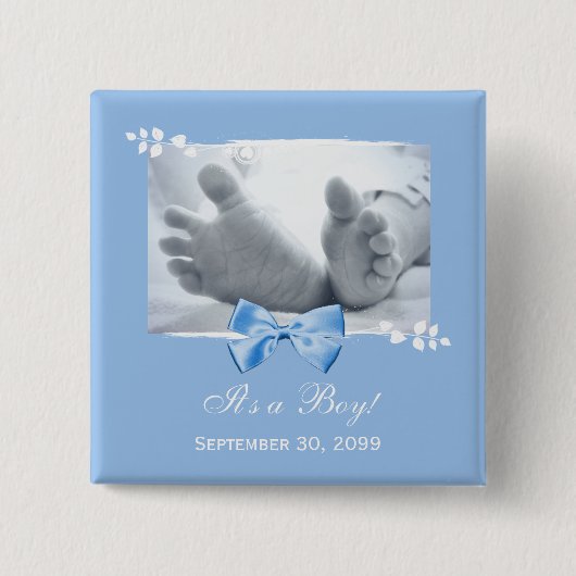 Het Baby shower van een jongen Elegant Birth konin Vierkante Button 5,1 Cm (Voorkant)