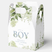 Het Baby shower van een jongen Greenery Dusty Blue Bedankdoosjes (Geopend)