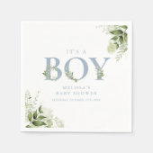 Het Baby shower van een jongen Greenery Dusty Blue Servet (Voorkant)
