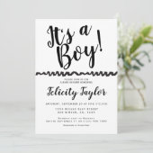 Het Baby shower van een jongen Typografie Black Wh Kaart (Staand voorkant)