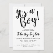 Het Baby shower van een jongen Typografie Black Wh Kaart (Voorkant)