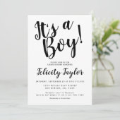 Het Baby shower van een jongen Typografie Black Wh Kaart (Staand voorkant)