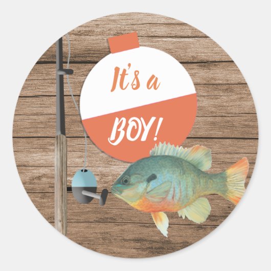 Het Baby shower van een jongen Vist Ronde Sticker (Voorkant)