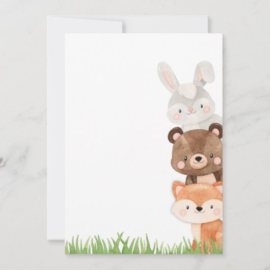 Het Baby shower van een jongen Woodland Kaart (Achterkant)