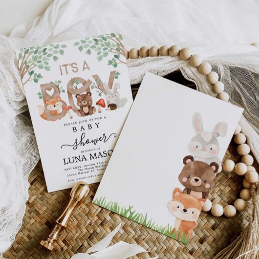 Het Baby shower van een jongen Woodland Kaart
